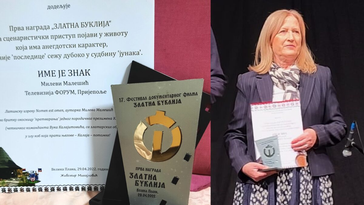 Ново признање за ТВ Форум – “Златна буклија” за Милеву Малешић