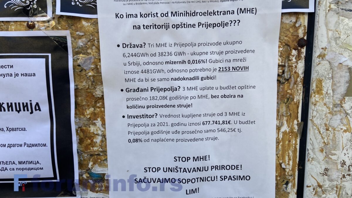 Да ли oпштина Пријепоље и Република Србија имају користи од Минихидроелектрана (МХЕ)?