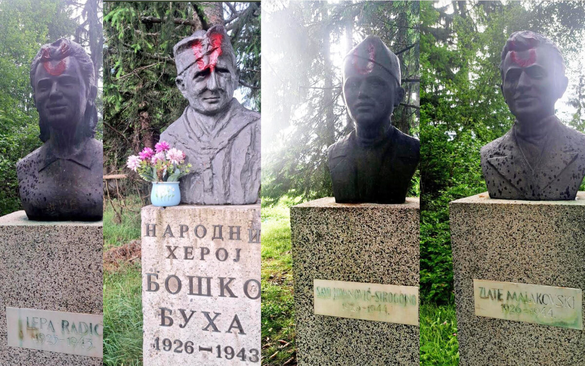 Бисте у Алеји младости на Јабуци оскрнављене – савесни појединци убрзо их очистили