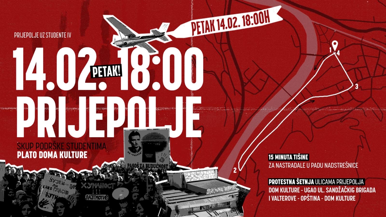 ,,Упали светло, буди бакља”: Четврти скуп подршке студентима у Пријепољу
