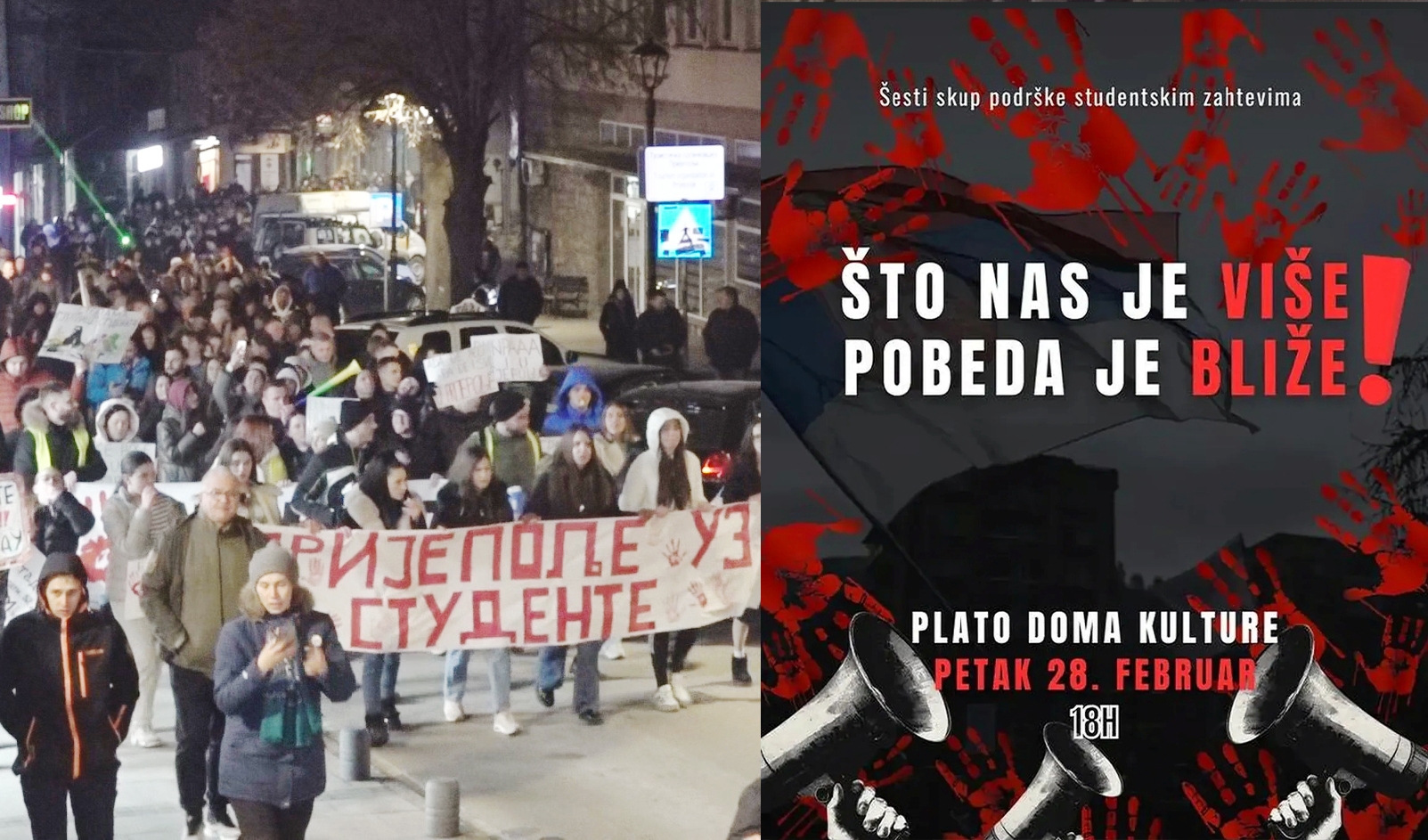 „Што нас је више, победа је ближе” – нови скуп подршке студентима у Пријепољу